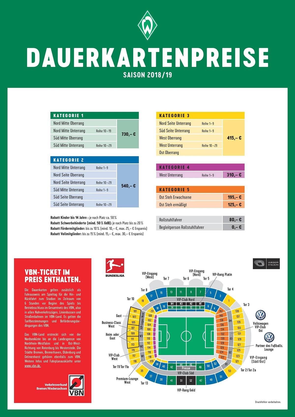 Preise | SV Werder Bremen Ticketshop