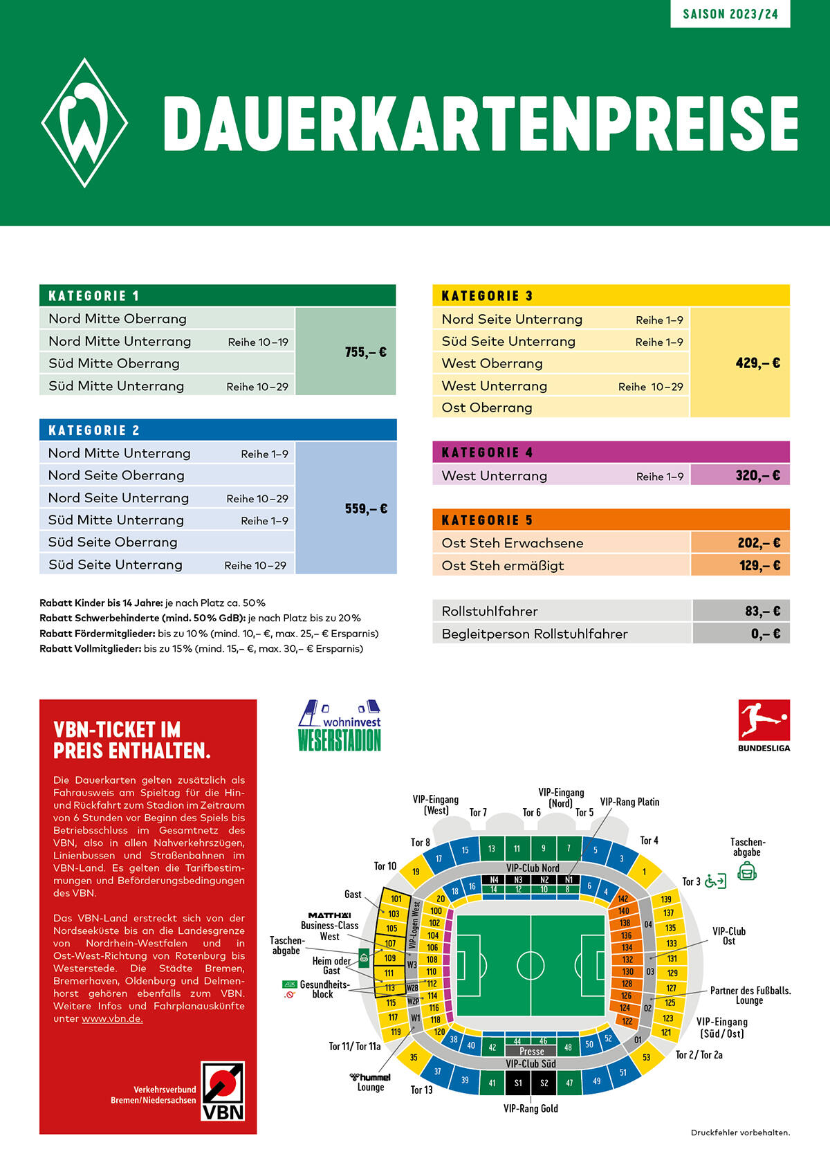 Preise | SV Werder Bremen Ticketshop