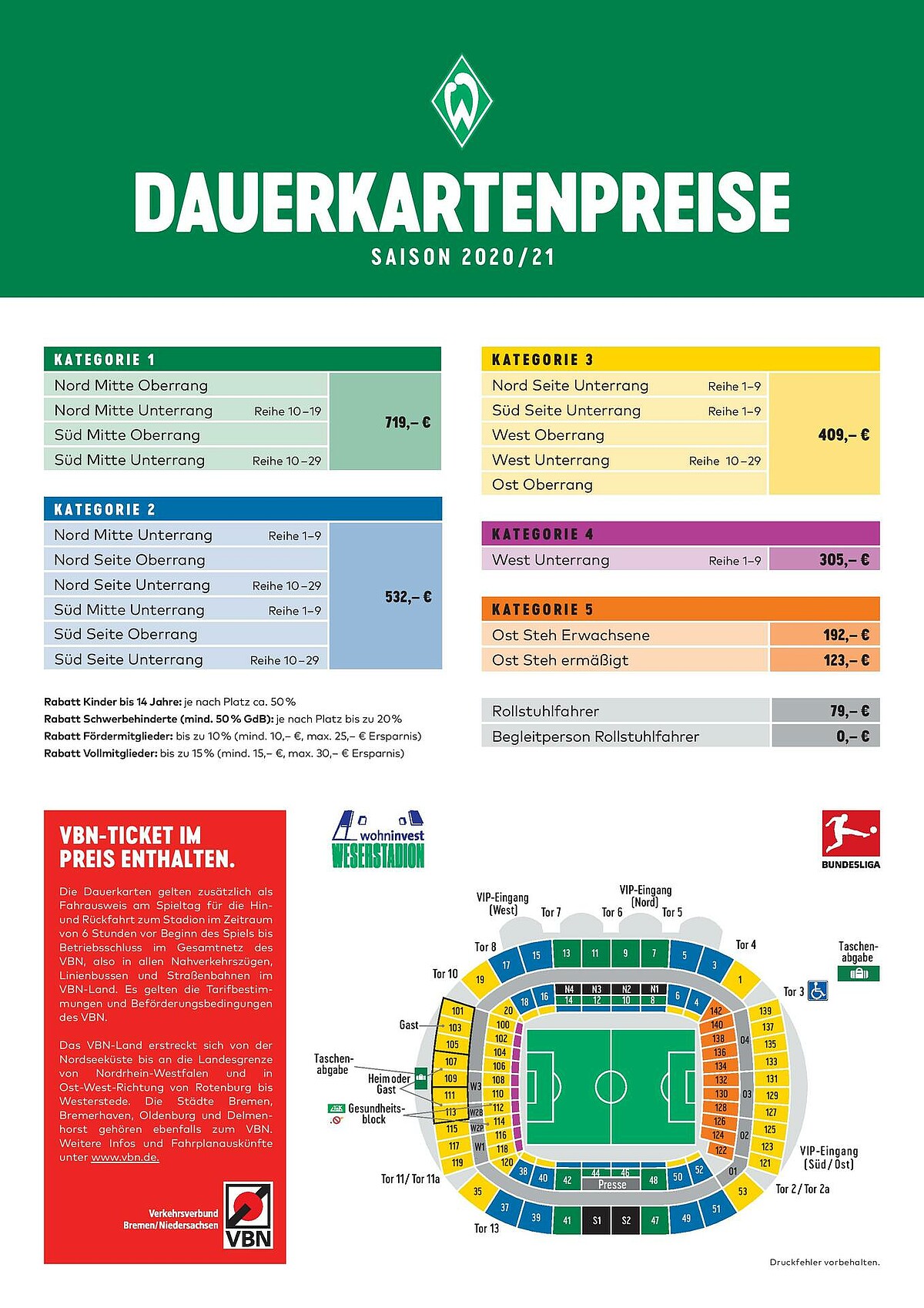 Preise  SV Werder Bremen Ticketshop