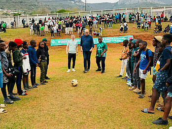 People stood together ready to kick off the programme.