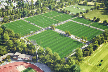Visualisierung des möglichen Aussehens der modernisierten Trainingsplätze am Weserstadion.