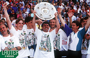 Die Titelfeiern nahmen Anfang der 90er-Jahre kein Ende. 1993 sicherte sich Werder Bremen seine dritte Deutsche Meisterschaft und ließ… (Foto: nordphoto).