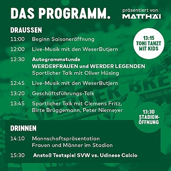 Übersichtsgrafik zum Tagesprogramm. 