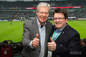 Werder und die Stadt Bremen sind untrennbar miteinander verbunden: Ex-Bürgermeister Jens Böhrnsen und Dr. Hubertus Hess-Grunewald (Foto: nordphoto).