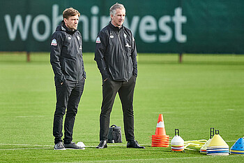 Frank Baumann und Clemens Fritz auf dem Trainingsplatz.