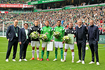 Maximilian Eggestein, Philipp Bargfrede, Theodor Gebre Selassie und Fin Bartels wurden verabschiedet.