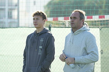 Andreas Reinke mit Sohne Pepe beim Training. 
