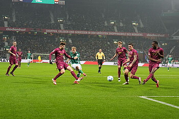 Marco Grüll taking a shot at goal. 