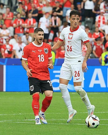 Romano Schmid in action against Poland.