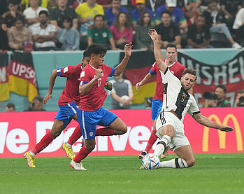 Niclas Füllkrug sliding in against Costa Rica