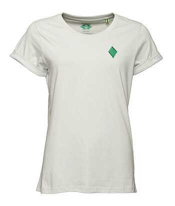 Ein nachhaltig produziertes weißes Shirt mit Werderlogo.