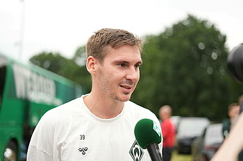 Max Wöber speaks following the game in Verden