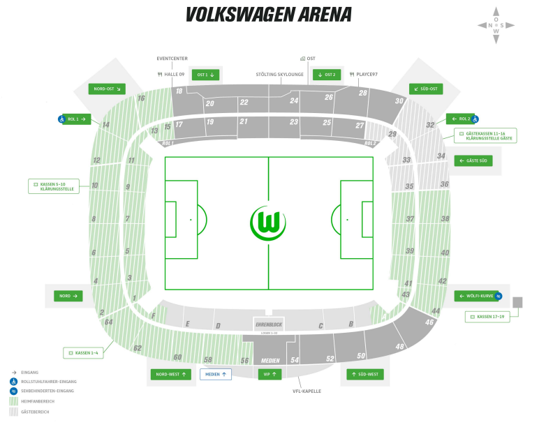 Die Stadionübersicht in Wolfsburg.