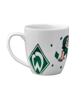 Werder Bremen Tasse Logo Tee Kaffeebecher Streifen 0,3 Liter weiß grün NEU 